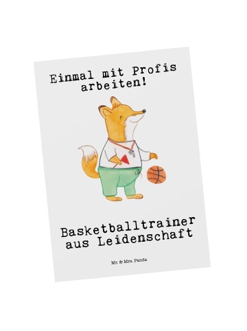 Mr. & Mrs. Panda Grußkarte Basketballtrainer Leidenschaft mit Sp... in Weiß