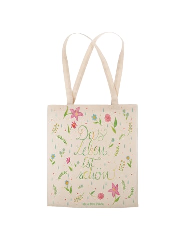 Mr. & Mrs. Panda shopping bag Blumen Leben mit Spruch in Bunt