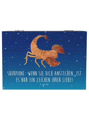 Mr. & Mrs. Panda Holzkiste Skorpion Liebe mit Spruch in Sternenhimmel Blau
