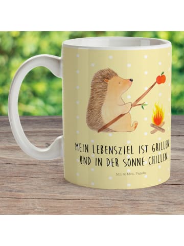 Mr. & Mrs. Panda Tasse Igel Grillen mit Spruch in Gelb Pastell