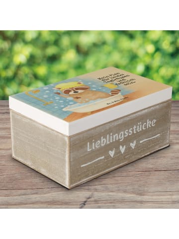 Mr. & Mrs. Panda Holzkiste Waschbär Design mit Spruch in Weiß