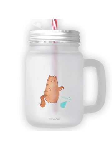 Mr. & Mrs. Panda Limonadenglas Katze Wasserglas ohne Spruch in Transparent