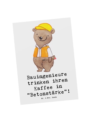 Mr. & Mrs. Panda Ansichtskarte Bauingenieur Kaffee mit Spruch in Weiß