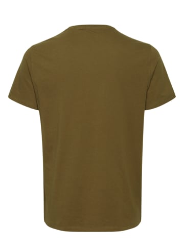 BLEND Logo Print T-Shirt Rundhals Regular Fit Kurzarm Shirt Baumwolle in Braun