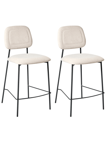 Beliani 2er-Set Barhocker DUETTE in Beige/Schwarz