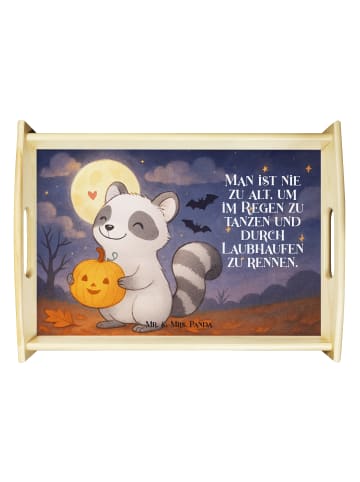 Mr. & Mrs. Panda Servierplatte Waschbär Kürbis Design mit Spruch in Weiß