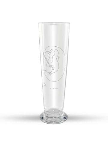 Mr. & Mrs. Panda Glas mit Gravur Pinguin Mond ohne Spruch in Transparent