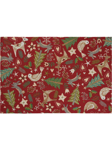 Erwin Müller Jacquard, Baumwollmischung, Gewebt, Gobelin Tischset 2er-Pack in rot