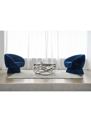SalesFever Couchtisch modern Ø 80 cm Glasplatte Klar und Edelstahlgestell in Silber