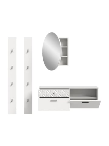 ebuy24 Garderobenmöbel Prisma (4-teilig) Weiß 172 x 34 cm
