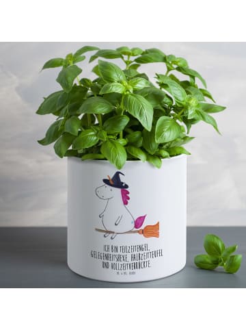 Mr. & Mrs. Panda Blumentopf Groß Einhorn Hexe mit Spruch in Weiß
