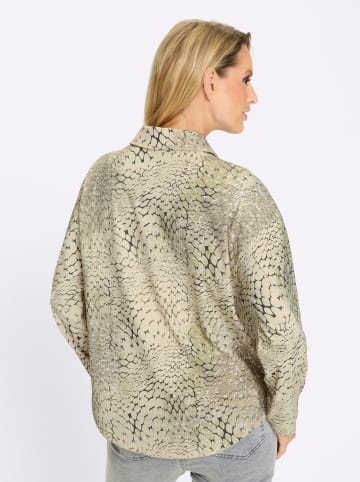 Heine Jersey-Bluse in khaki-sand-bedruckt