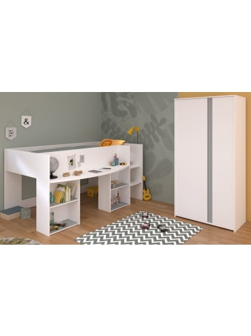 Parisot Kinderzimmer in weiß Set 2-tlg. mit Kleiderschrank und Hochbett 90x200