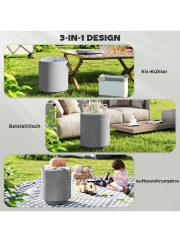 HOMCOM Beistelltisch-37,5L x 37,5B x 43,5H cm-Hellgrau