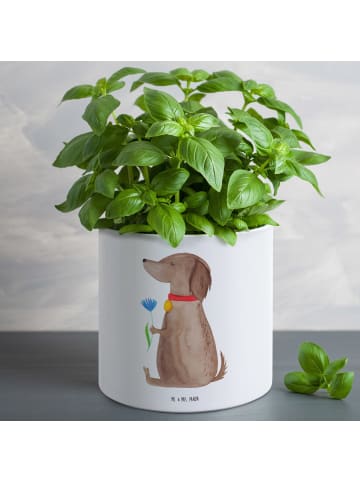 Mr. & Mrs. Panda Blumentopf Hund Blume ohne Spruch in Weiß