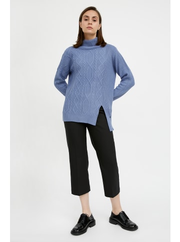 Finn Flare Strickpullover Zopf in light blue