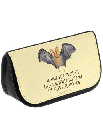 Mr. & Mrs. Panda Kulturtasche Fledermaus Flügel mit Spruch in Gelb Pastell