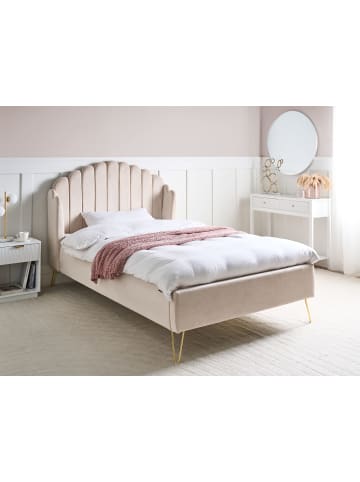 Beliani Doppelbett AMBILLOU in Beige/Gold - (W) 137 x (H) 126 x (L) 214 cm