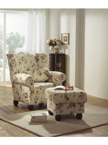 58 aufm Kessel HOCKER Kasha Bezug Flachgewebe Buche nussbaum dunkel / weiß