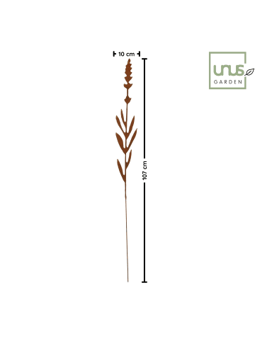 UNUS Roststecker Blüten mit Knospen aus Metall, Höhe 107 cm in Braun