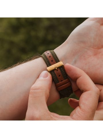 Holzkern Solaruhr für Damen und Herren Wildlight Moos/Goldfarben