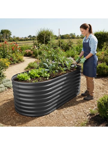 relaxdays Hochbeet in Anthrazit - (B)200 x (H)60 x (T)100 cm