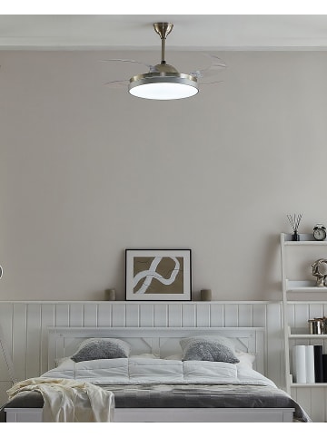 Beliani Deckenventilator mit Licht IBAR in Silber/Transparent/Weiß