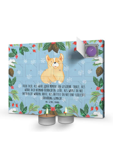 Mr. & Mrs. Panda Adventskalender Corgie mit Spruch in Eisblau