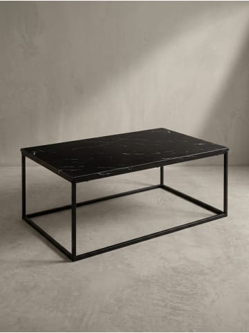 KADIMA DESIGN Couchtisch in Marmor-Optik mit Metallbeine, rechteckig, 100x60x40 cm in Schwarz