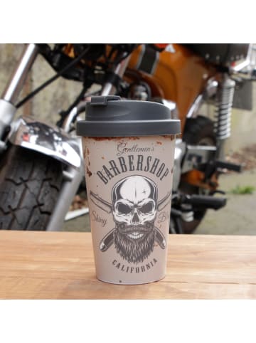 Geda Labels Coffee to go Becher Barber Skull in Grau - 400 ml