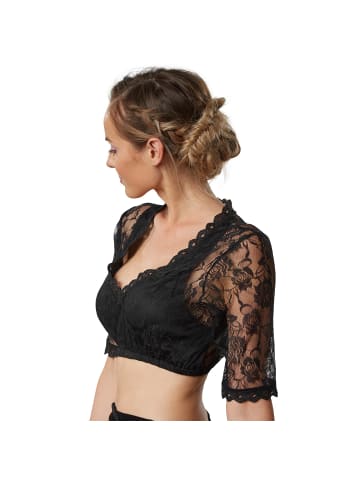 tectake Dirndlbluse mit halblangen Ärmeln, schwarz
