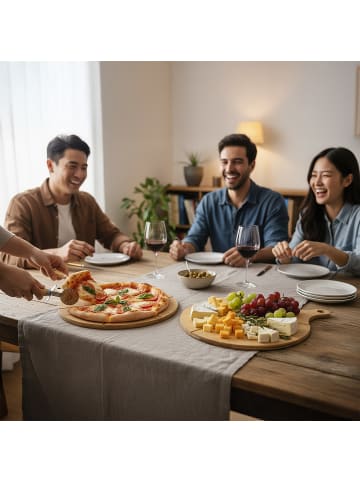 relaxdays 8 x Pizzateller in Natur - Ø 33 cm