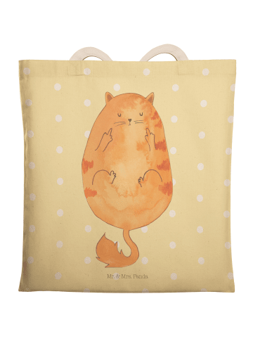 Mr. & Mrs. Panda Shopper-Tasche Katze Frühaufsteher ohne Spruch in Gelb Pastell
