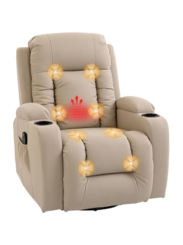 HOMCOM Massagesessel in Cremeweiß 99L x 82B x 103H cm