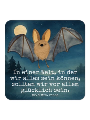 Mr. & Mrs. Panda Bierdeckel Fledermaus Flügel Design mit Spruch in Weiß