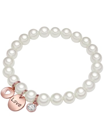 Lulu & Jane Armband Loveaus Metall-Legierung Glas Muschelkernperle in weiß