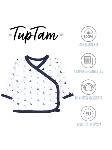 TupTam Baby Langarm Wickelshirt 5er Set in beige/blau