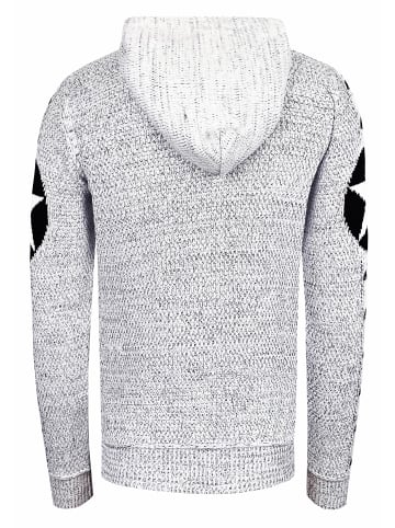 Rusty Neal Grobstrick Comic Kapuzen-Pullover in Weiß / Schwarz