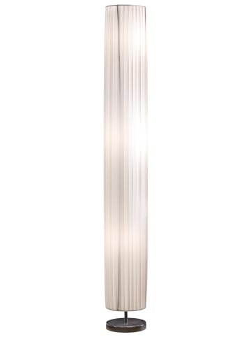 SalesFever Stehlampe 160 cm rund dimmbar Metall verchromt und Plissee-Lampenschirm in Weiß