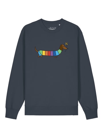 wat? Apparel Sweatshirt Regenbogen Dackel in India Ink Grey