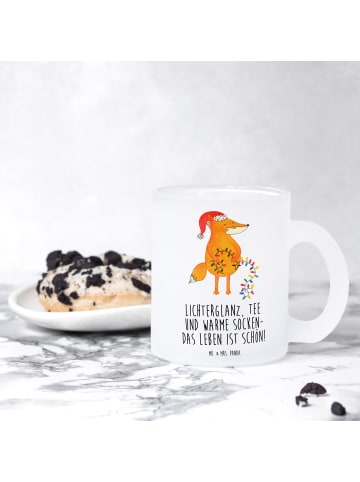 Mr. & Mrs. Panda Teeglas Fuchs Weihnachten mit Spruch in Transparent