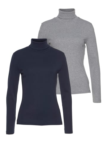 FLASHLIGHTS Rollkragenshirt in grau-meliert, marine