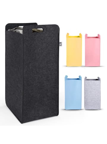 HENNEZ Wäschekorb Katy Filz 80l dunkelgrau grau