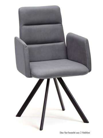 58 aufm Kessel ARMLEHNSTUHL (2er-Set) Deane 52x92x60 Schwarz/Grau