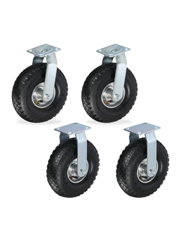 relaxdays 4-tlg. Bockrolle Lenkrolle Set in Schwarz/ Silber - 3.00-4