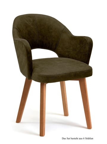 58 aufm Kessel ARMLEHNSTUHL (6er-Set) Darsie 59x87x61 Eiche geölt/Khaki
