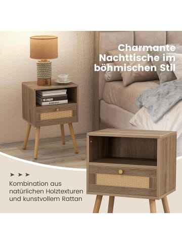 COSTWAY Nachttisch 2er Set 40x30x61cm in Hellbraun