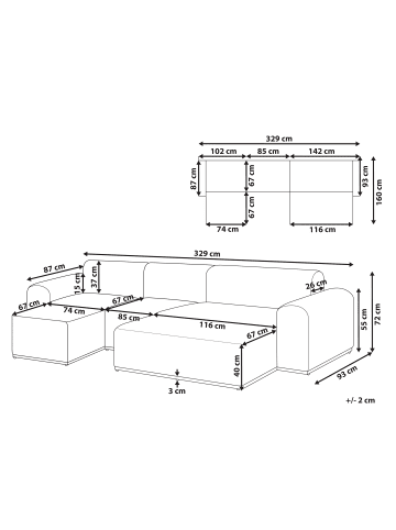 Beliani 5-tlg Lounge Set BATTIFOLLO in Beige/Weiß