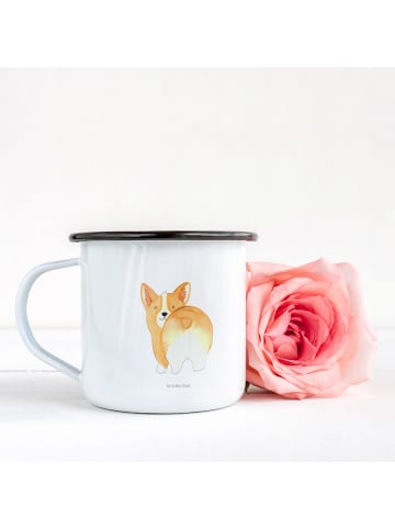 Mr. & Mrs. Panda Emaille Tasse Corgi Po ohne Spruch in Weiß