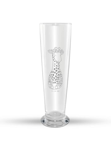Mr. & Mrs. Panda Weizenbier Glas Giraffe Blumenkranz ohne Spruch in Transparent